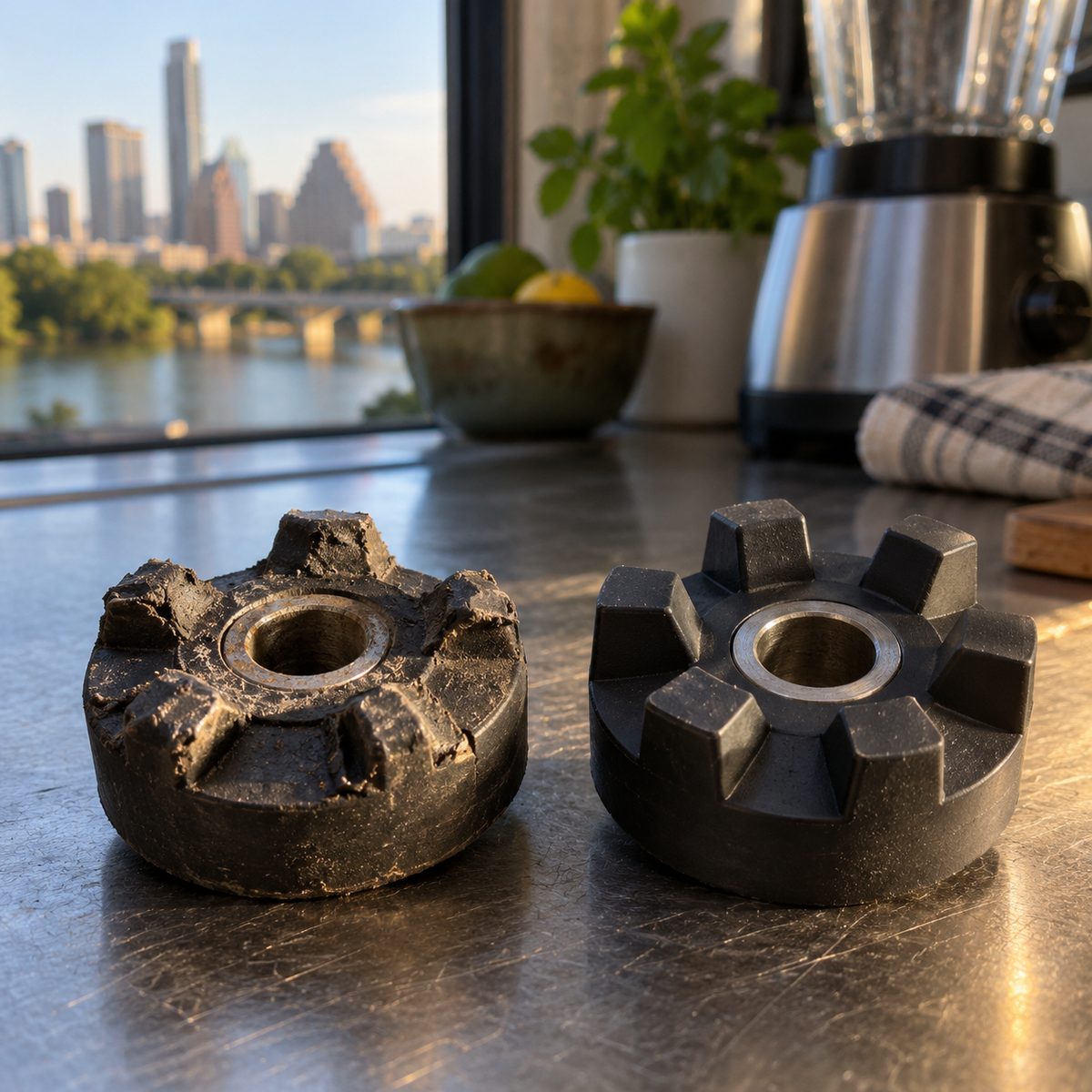 Worn and new blender drive couplers